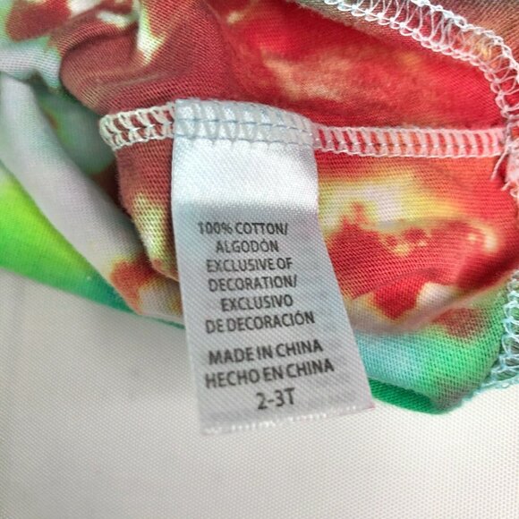 Colorful Tie-Dye Toddler Tank Top 2-3T With Ribbon Detail Cotton - Picture 6 of 6